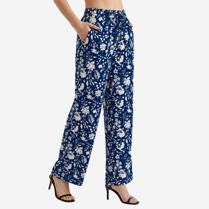 Navy Floral Printed Palazzo for Women | Comfortable Fit (Pack of 1)