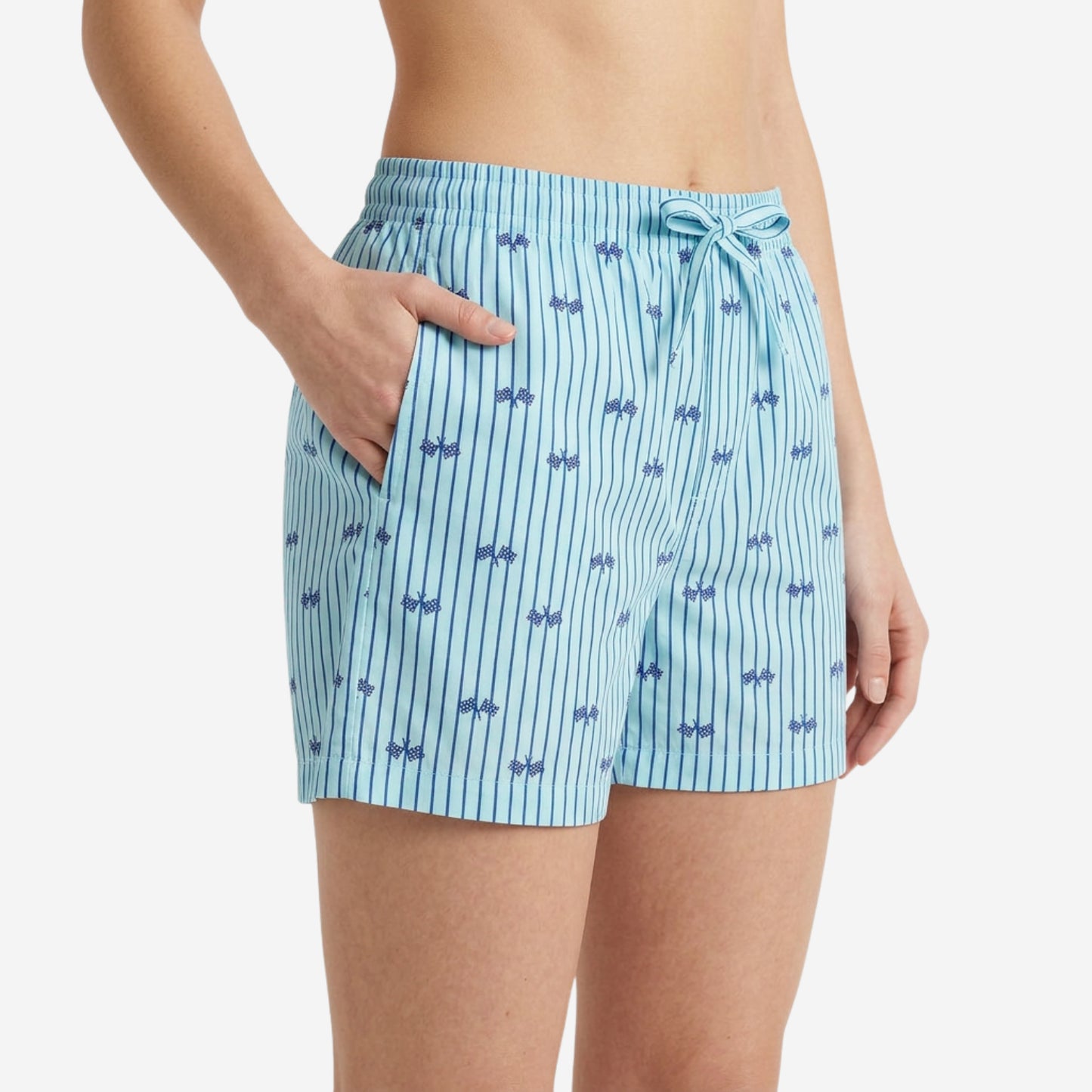 Women Regular Fit Sky Blue Cotton Boxer Shorts
