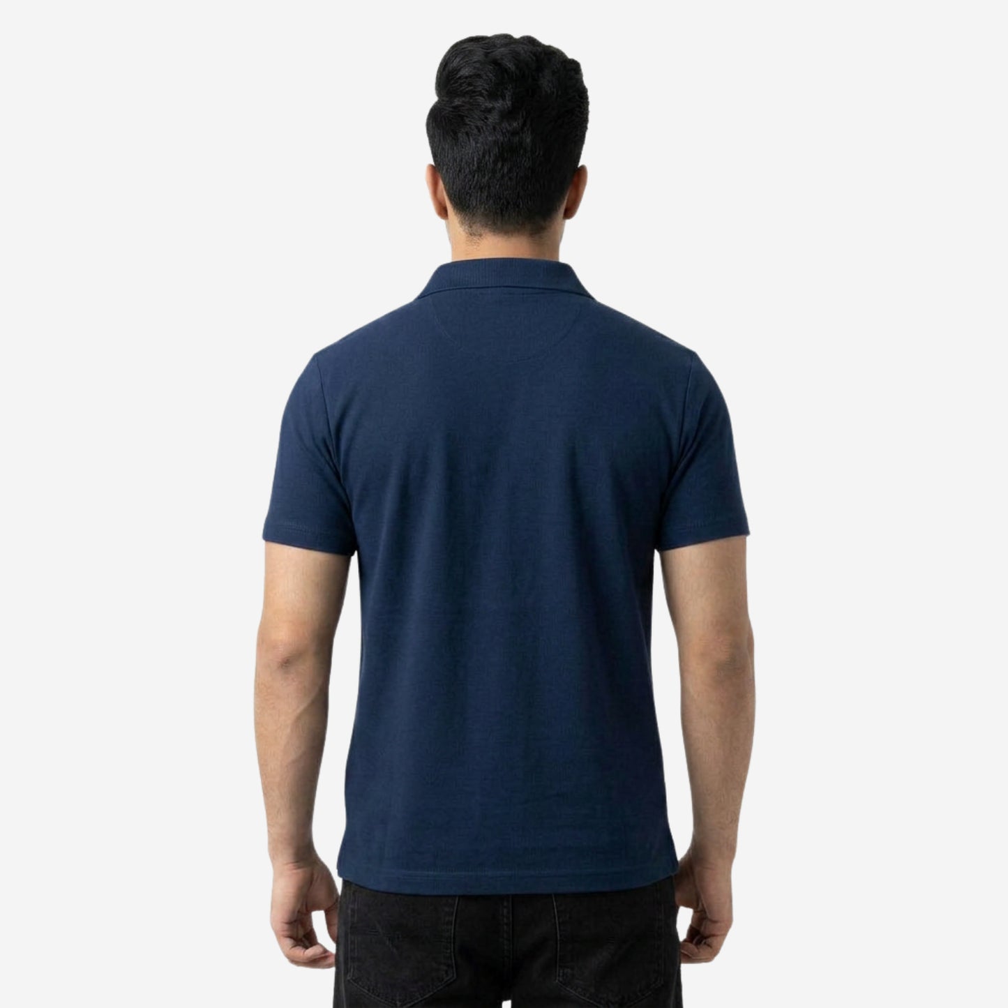Men's Solid Navy Polo Half-Sleeve T-Shirt