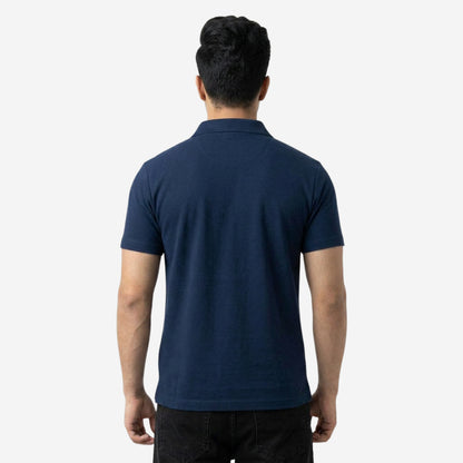Men's Solid Navy Polo Half-Sleeve T-Shirt