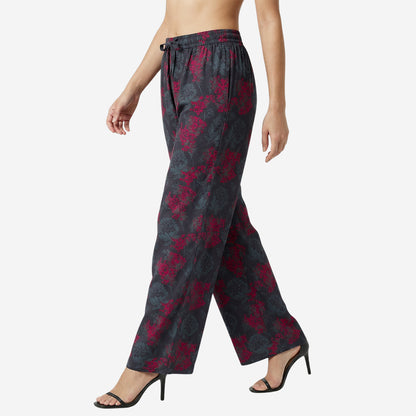 Floral Printed Palazzo for Women | Comfortable Fit (Grey