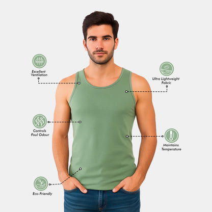 Bamboo Sage Green Vest for Men (Pack of 1)