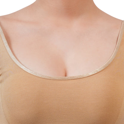 Vami Women's Cotton Stretchable Readymade Blouses - Beige