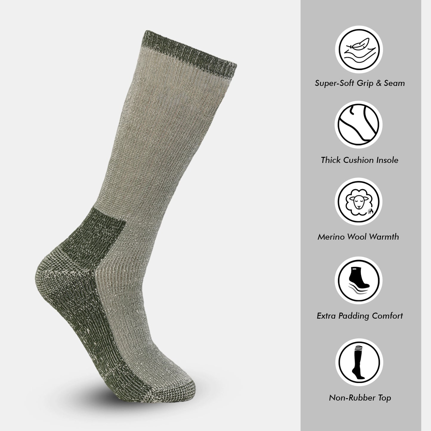 Double Layered Woolen Socks for Men (for upto -50degree) (Color:- Green/Black)