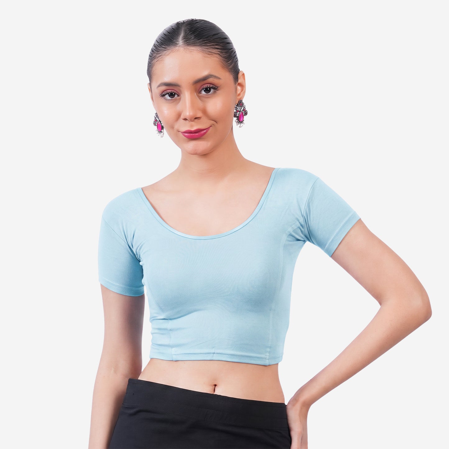 Vami Women's Cotton Stretchable Readymade Blouses- Aquamarine