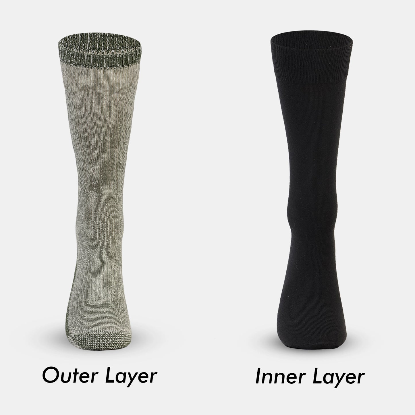 Double Layered Woolen Socks for Men (for upto -50degree) (Color:- Green/Black)