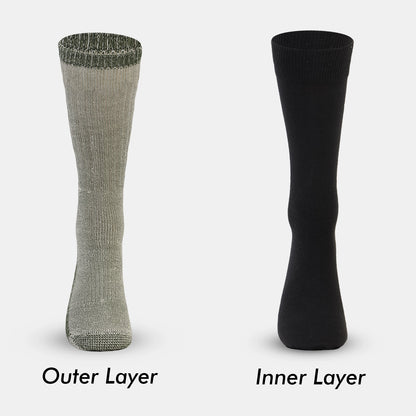 Double Layered Woolen Socks for Men (for upto -50degree) (Color:- Green/Black)