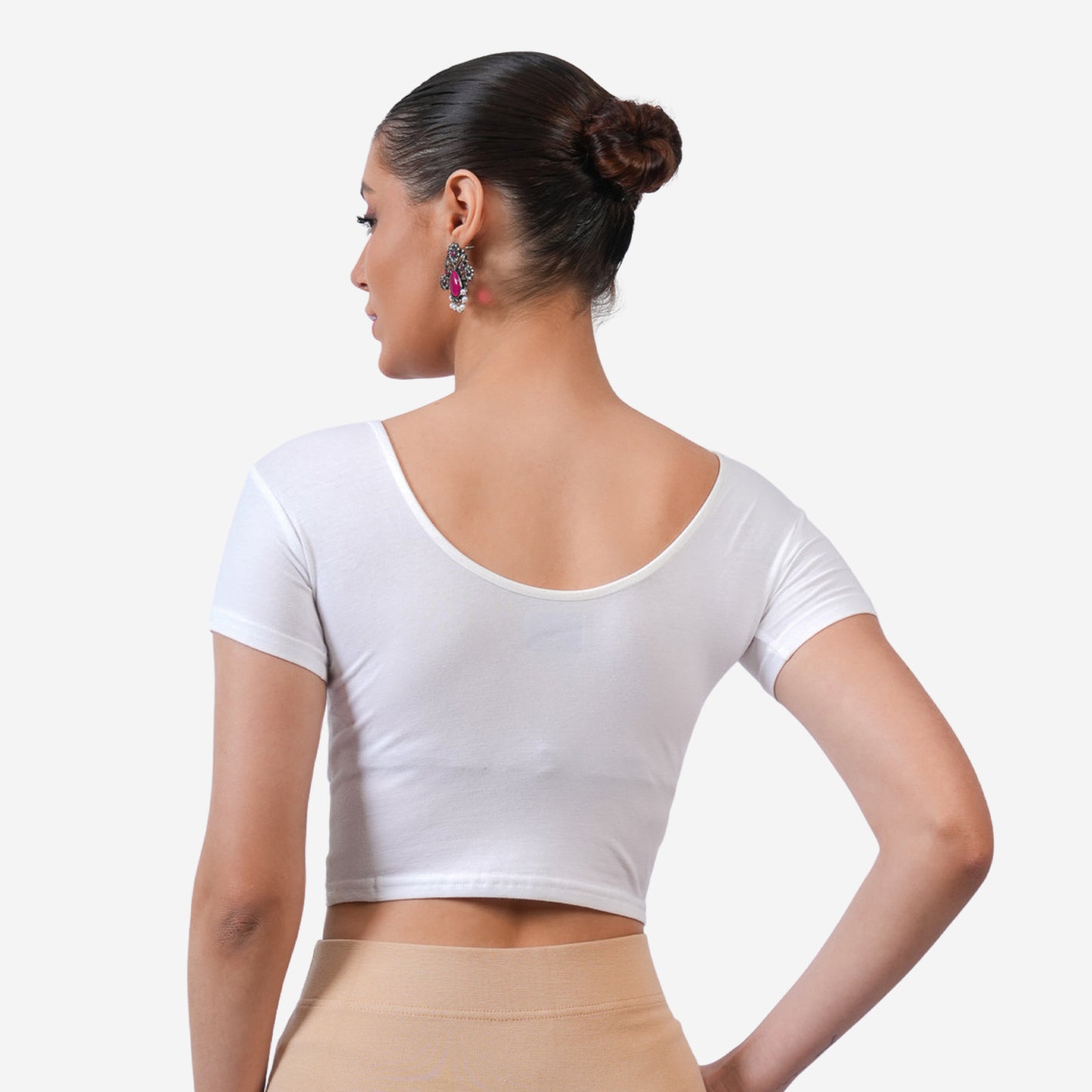 Vami Women's Cotton Stretchable Readymade Blouses - White