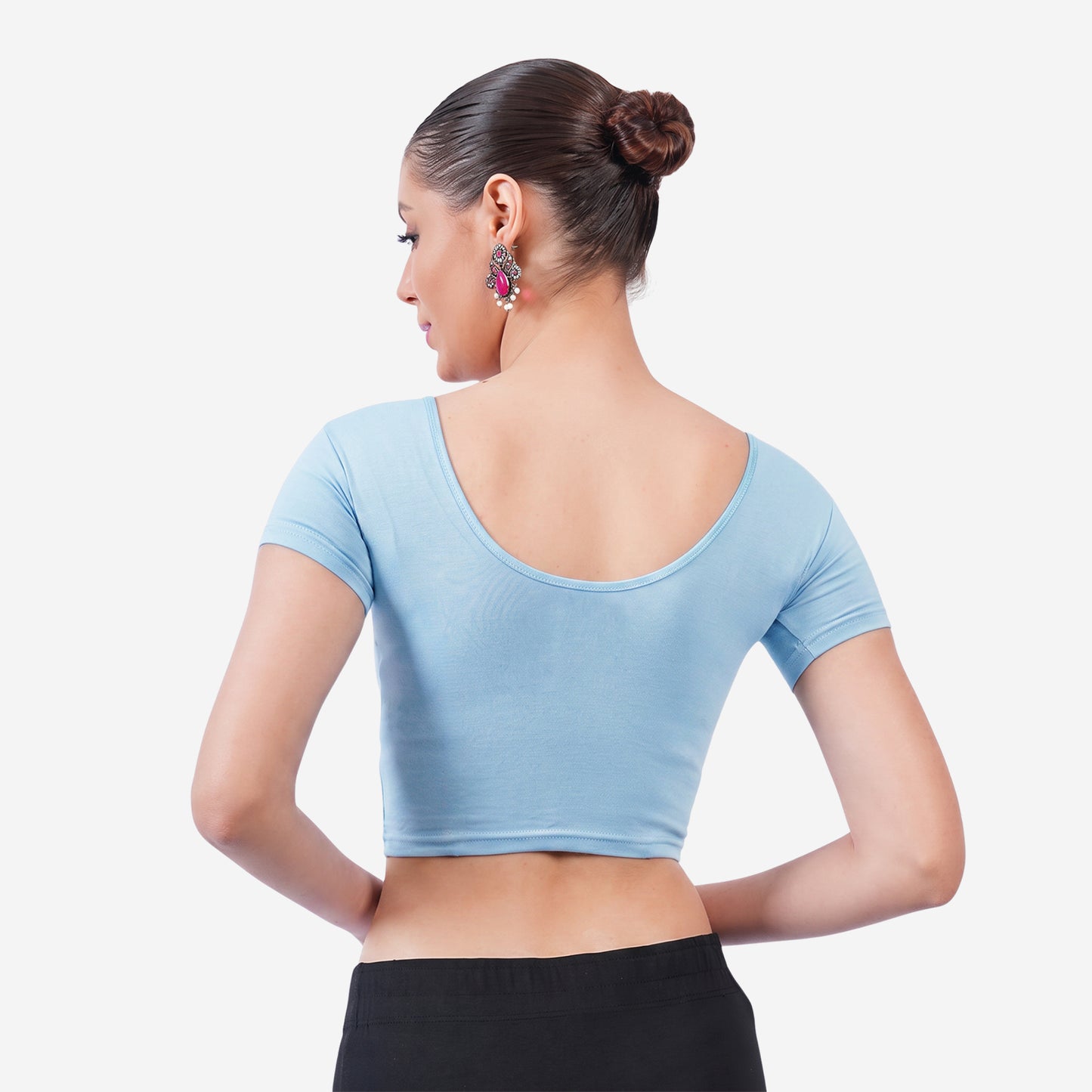 Vami Women's Cotton Stretchable Readymade Blouses- Aquamarine