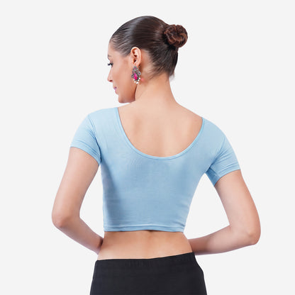 Vami Women's Cotton Stretchable Readymade Blouses- Aquamarine