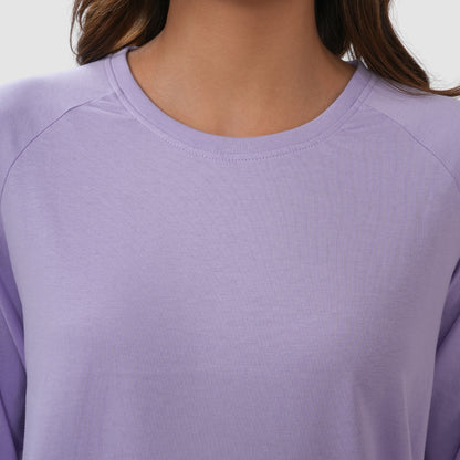 Women Round Neck Lounge Wear Printed Tee- Comfort Fit - Pastel lilac