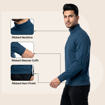 Men's Winter Turtleneck Sweatshirt | Polyester Cotton Blend | Extra Soft | Mens winter Wear|  Lightweight & Warm Full Sleeve High Neck Pullover for Men.