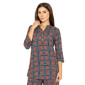 Casual Kurti for Women – Navy Blue with Printed Detail