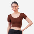 Vami Women's Cotton Stretchable Readymade Blouses - Baked Apple