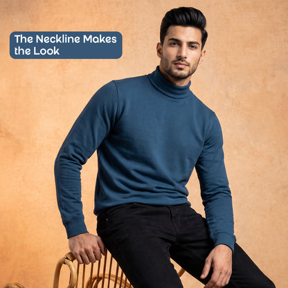 Men's Winter Turtleneck Sweatshirt | Polyester Cotton Blend | Extra Soft | Mens winter Wear|  Lightweight & Warm Full Sleeve High Neck Pullover for Men.