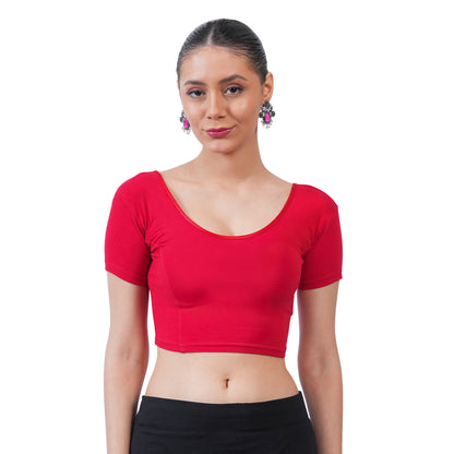 Vami Women's Cotton Stretchable Readymade Blouses -True Red