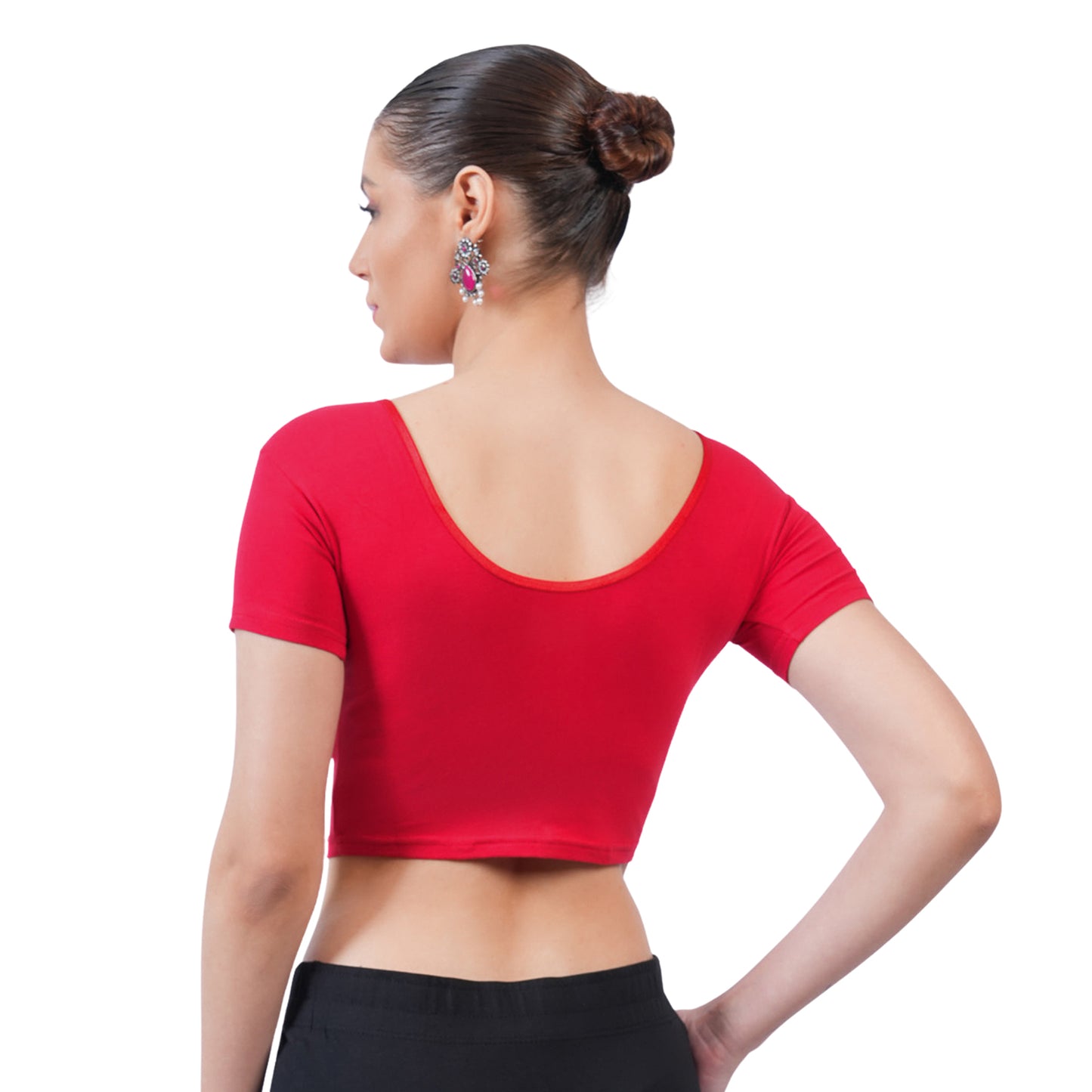 Vami Women's Cotton Stretchable Readymade Blouses -True Red