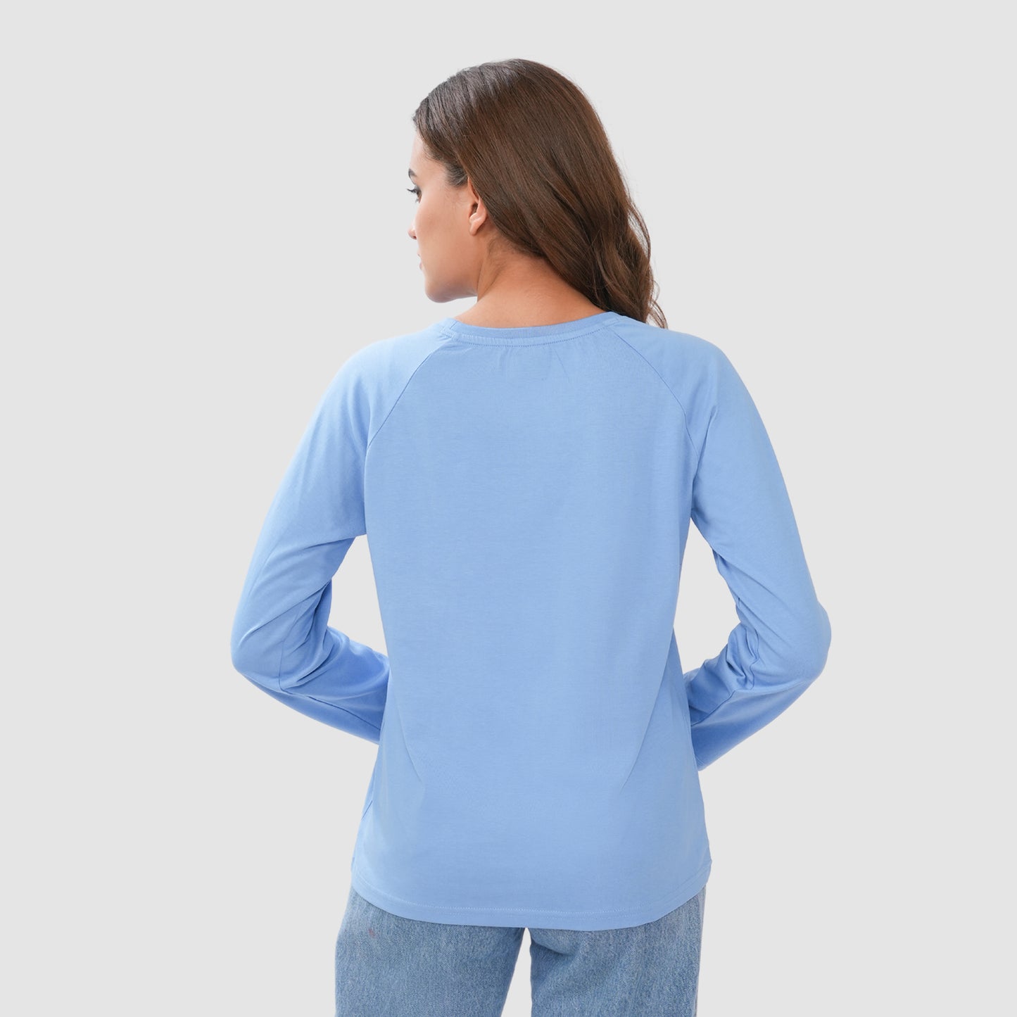 Women Round Neck Lounge Wear Printed Tee- Comfort Fit - Lt. Navy