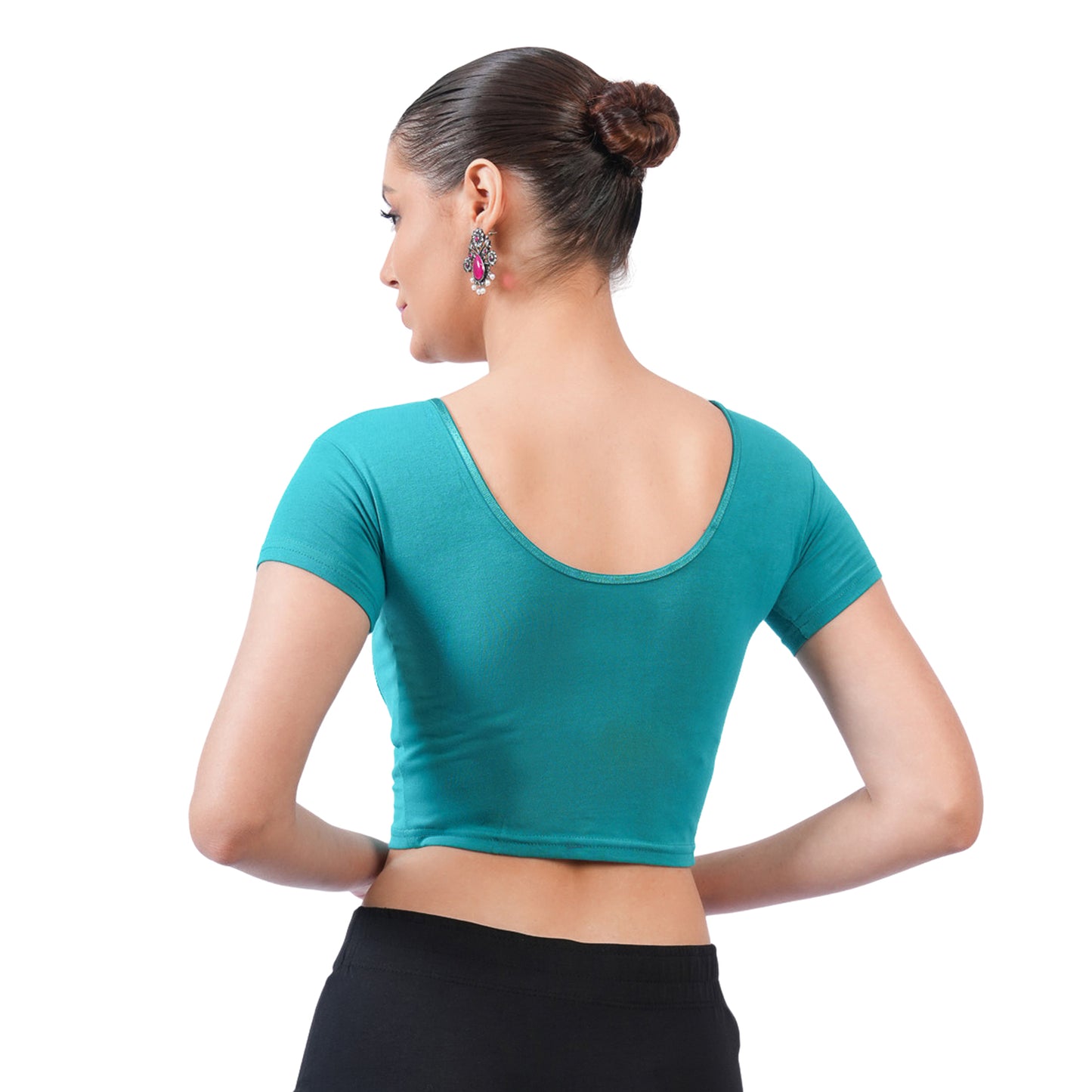 Vami Women's Cotton Stretchable Readymade Blouses - Water Green