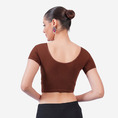 Vami Women's Cotton Stretchable Readymade Blouses - Baked Apple