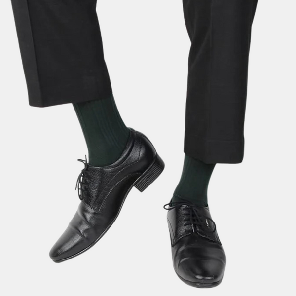Men's Cosmic Ribbed Formal Socks Bottle Green – BONJOUR