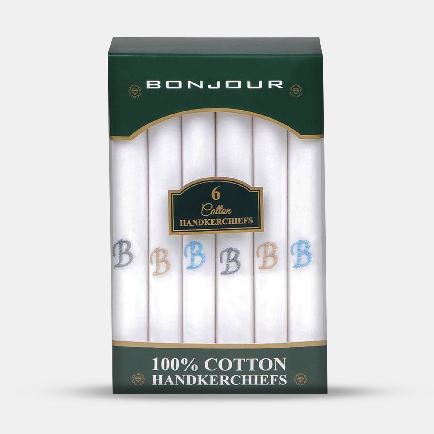 Men's White Cotton Handkerchief With Alphabetical Initial - Pack Of 6