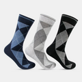 Men's Classic Argyle Formal Multicoloured Crew Length Socks - pack of 3