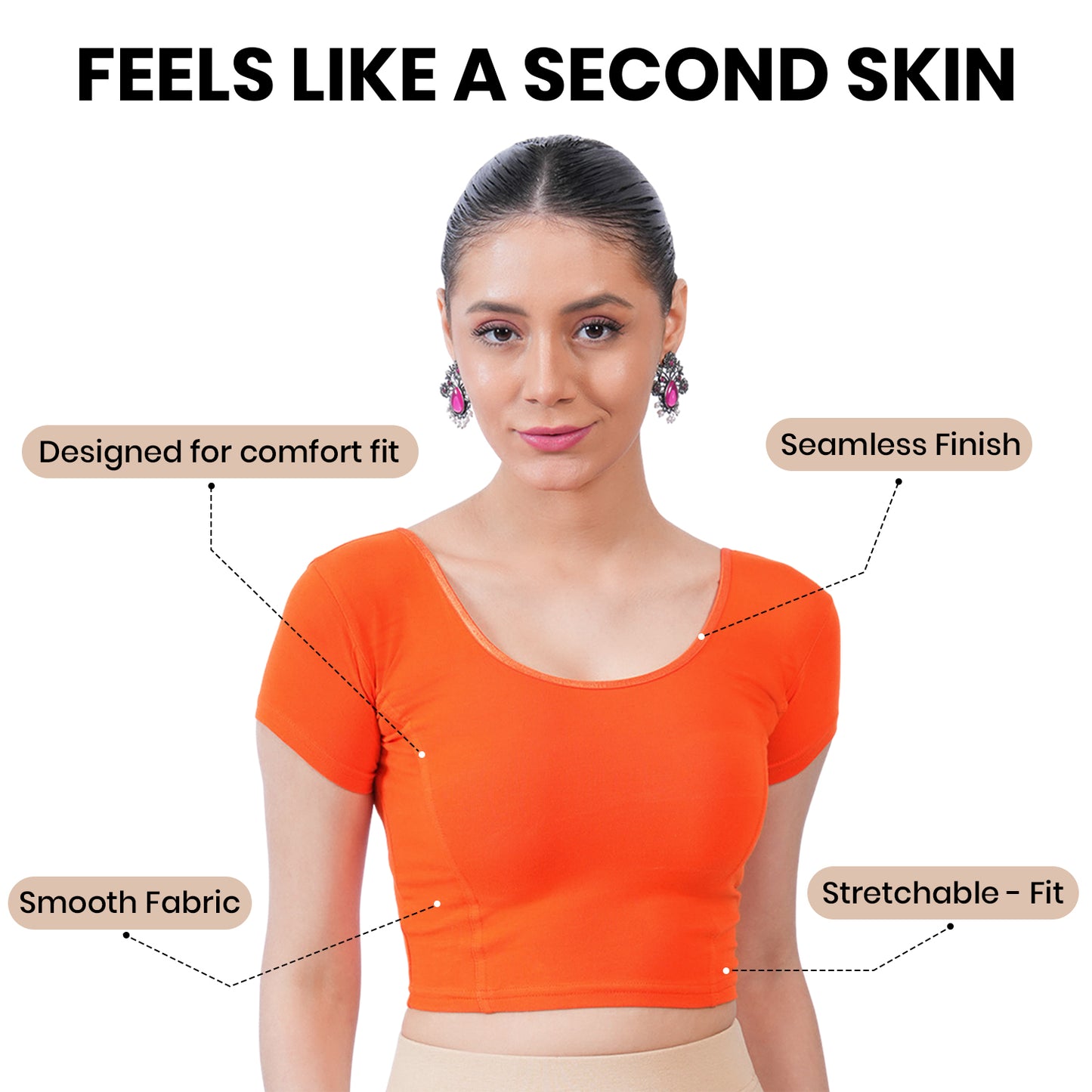 Vami Women's Cotton Stretchable Readymade Blouses - Fire