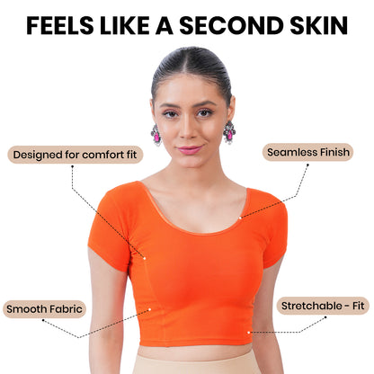 Vami Women's Cotton Stretchable Readymade Blouses - Fire