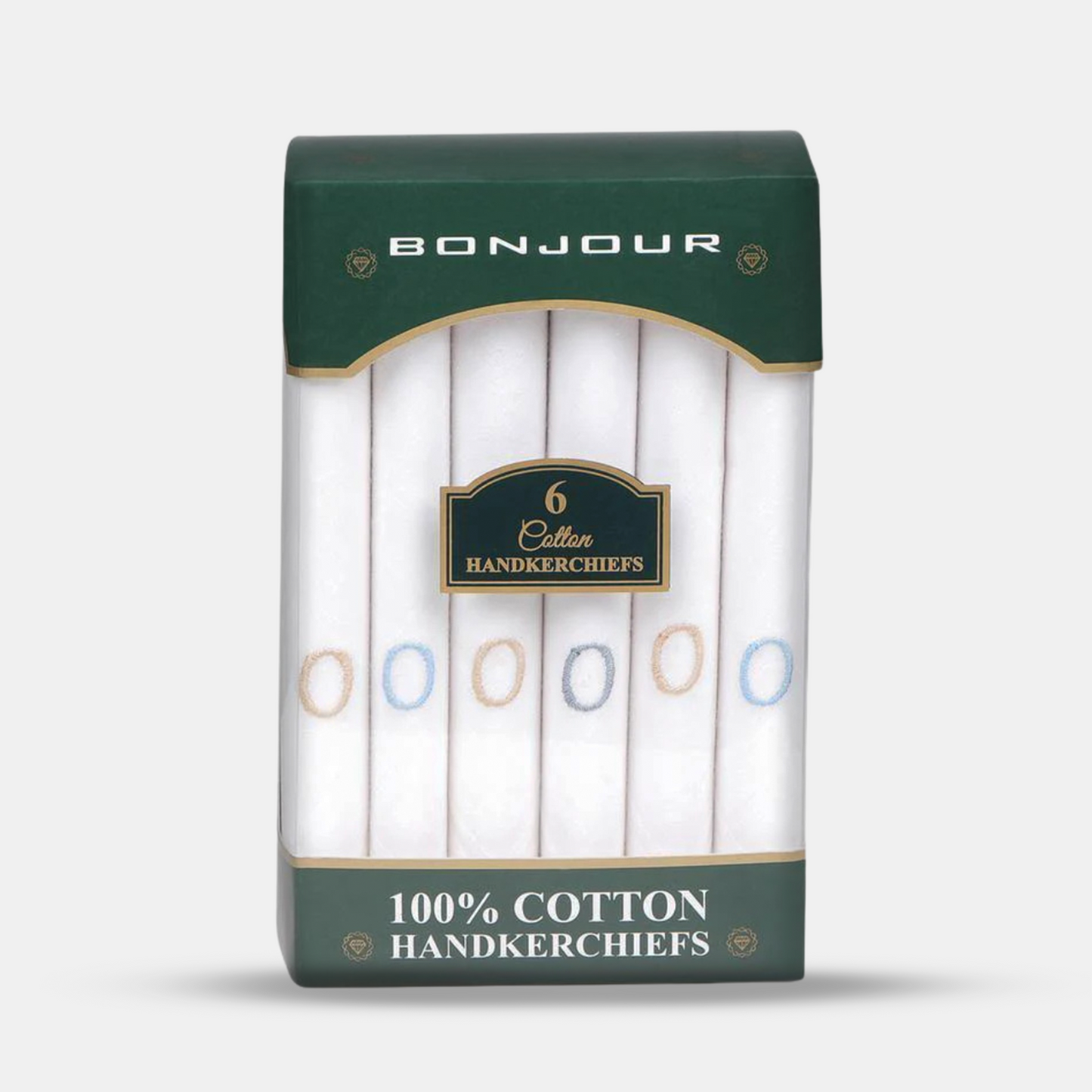 Men's White Cotton Handkerchief With Alphabetical Initial - Pack Of 6