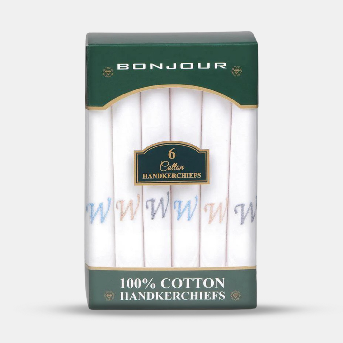 Men's White Cotton Handkerchief With Alphabetical Initial - Pack Of 6