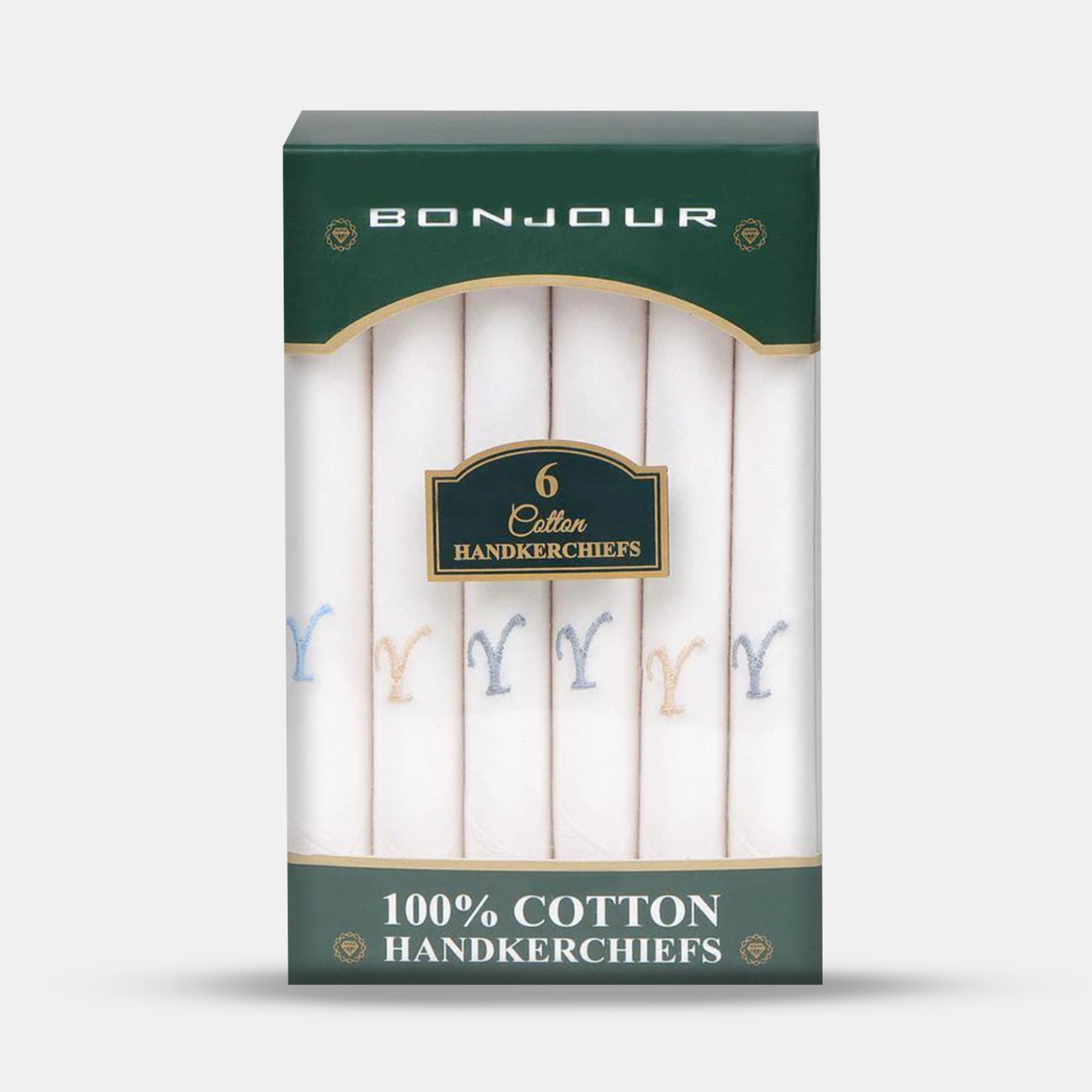 Men's White Cotton Handkerchief With Alphabetical Initial - Pack Of 6