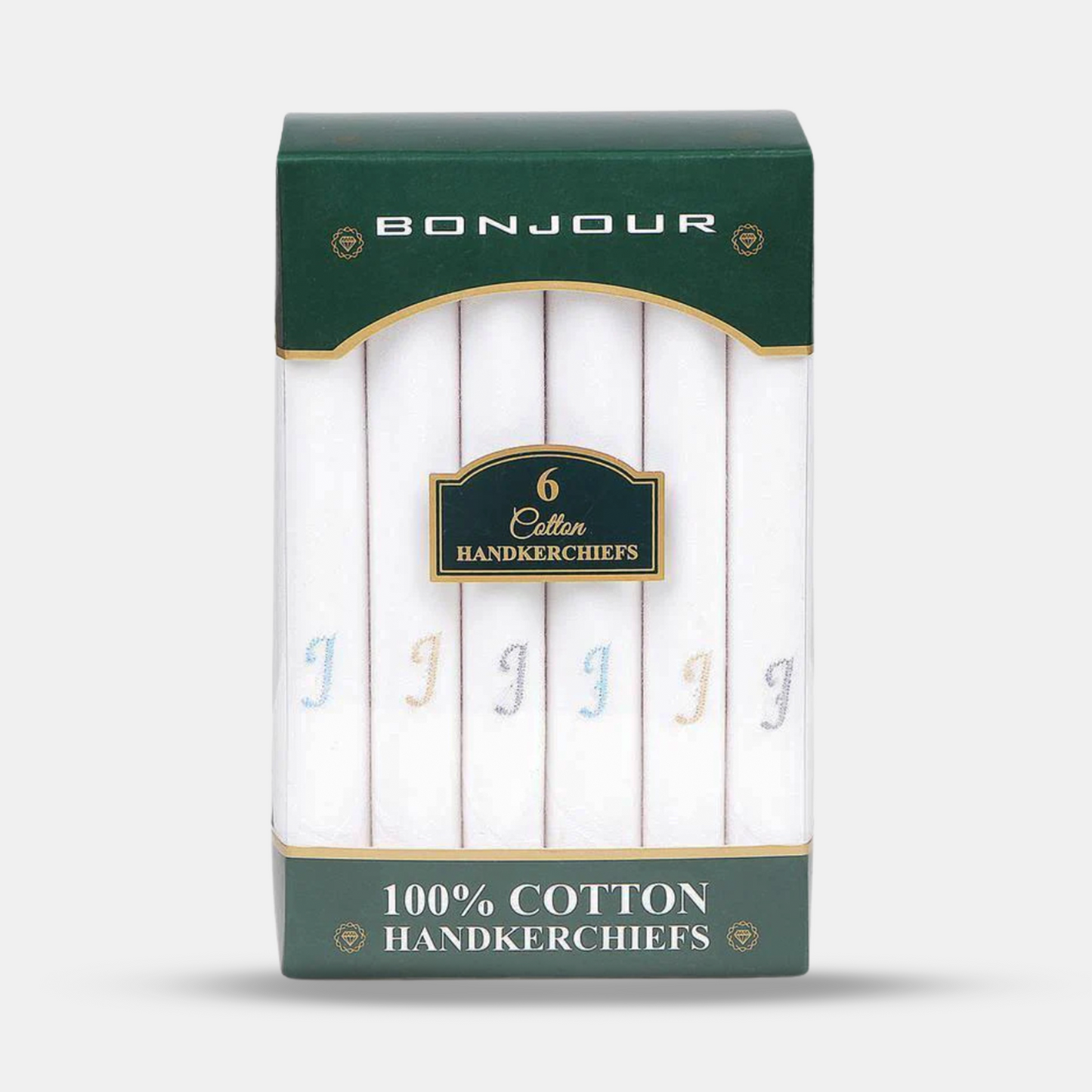 Men's White Cotton Handkerchief With Alphabetical Initial - Pack Of 6