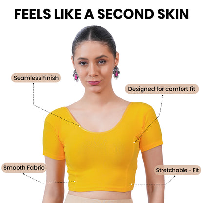 Vami Women's Cotton Stretchable Readymade Blouses - Sun Flower