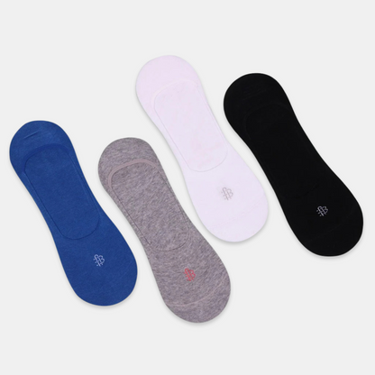 Unisex Multicolor Cotton No Show Socks -  Pack Of 4