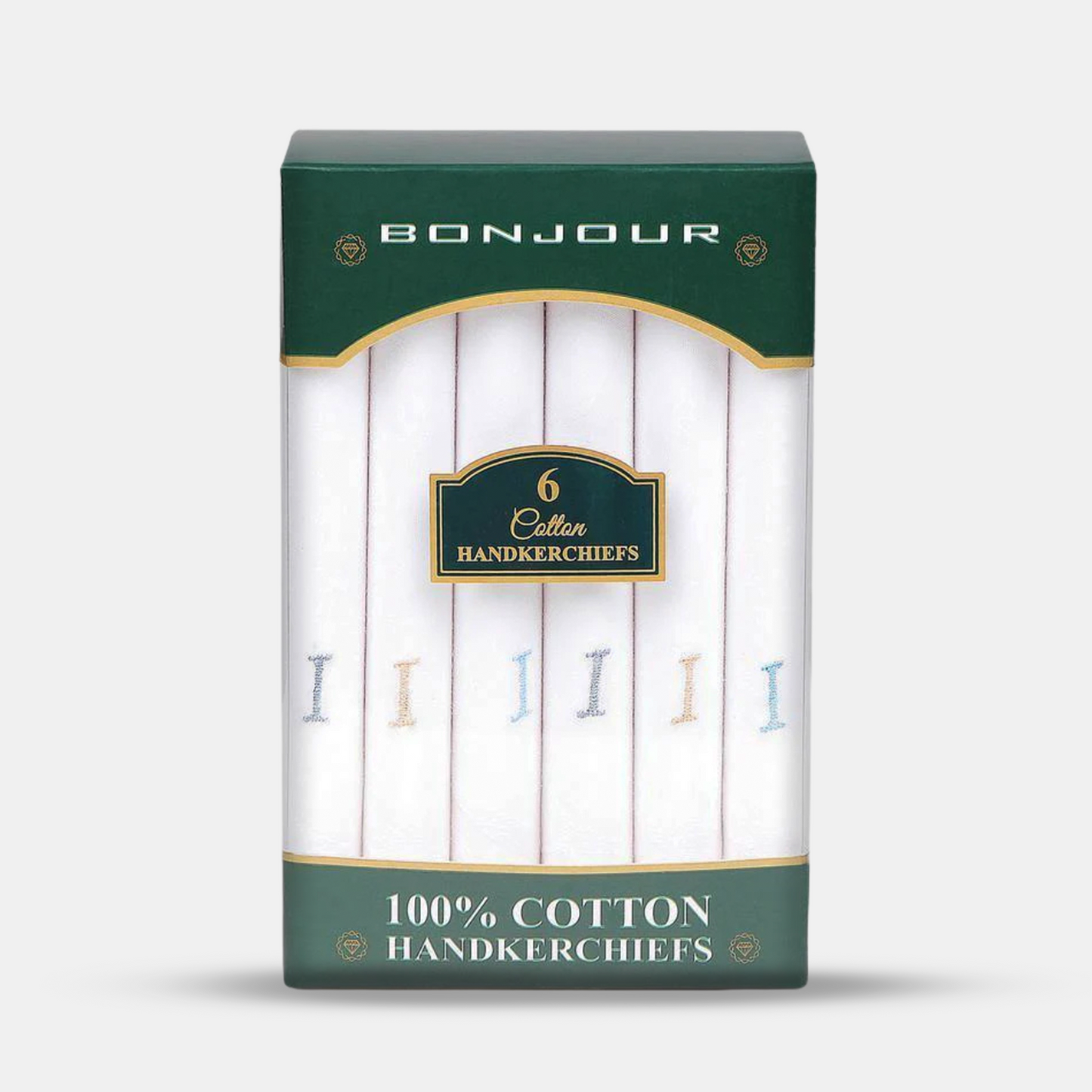 Men's White Cotton Handkerchief With Alphabetical Initial - Pack Of 6