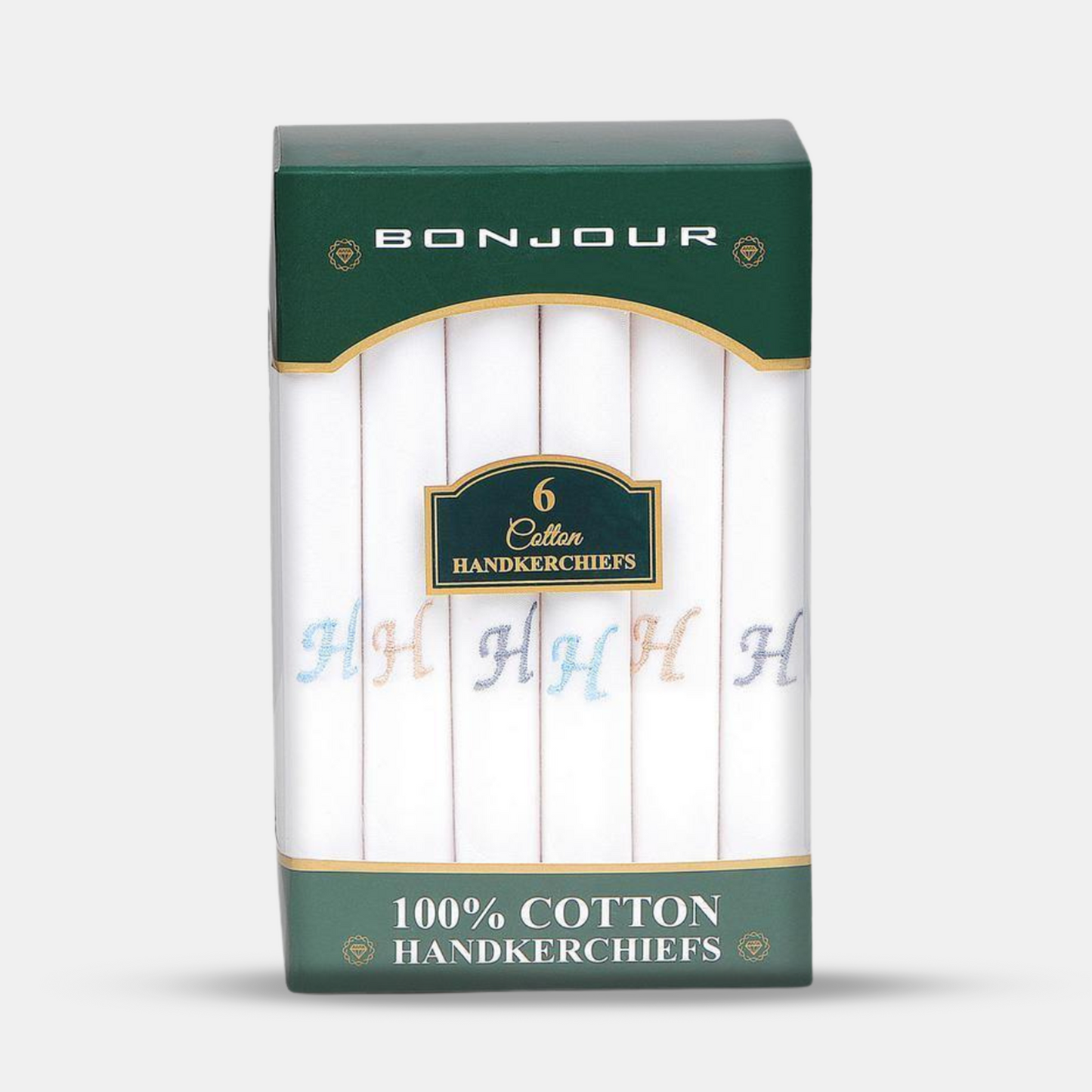 Men's White Cotton Handkerchief With Alphabetical Initial - Pack Of 6