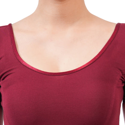 Vami Women's Cotton Stretchable Readymade Blouses - Dark Maroon