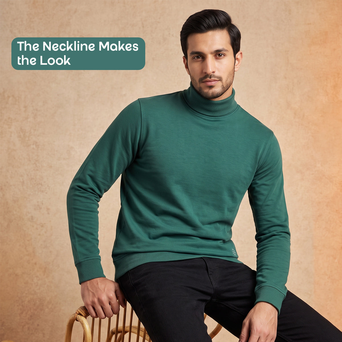 Men's Winter Turtleneck Sweatshirt | Polyester Cotton Blend | Extra Soft | Mens winter Wear|  Lightweight & Warm Full Sleeve High Neck Pullover for Men.