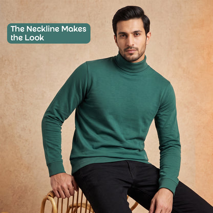 Men's Winter Turtleneck Sweatshirt | Polyester Cotton Blend | Extra Soft | Mens winter Wear|  Lightweight & Warm Full Sleeve High Neck Pullover for Men.