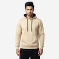 Men's Solid Beige Polyester Hoodie for Winter | Lightweight Pullover Sweatshirt with Hood, Black Drawstrings, Kangaroo Pocket & Full Sleeves