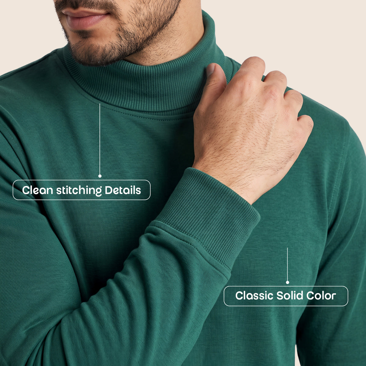 Men's Winter Turtleneck Sweatshirt | Polyester Cotton Blend | Extra Soft | Mens winter Wear|  Lightweight & Warm Full Sleeve High Neck Pullover for Men.