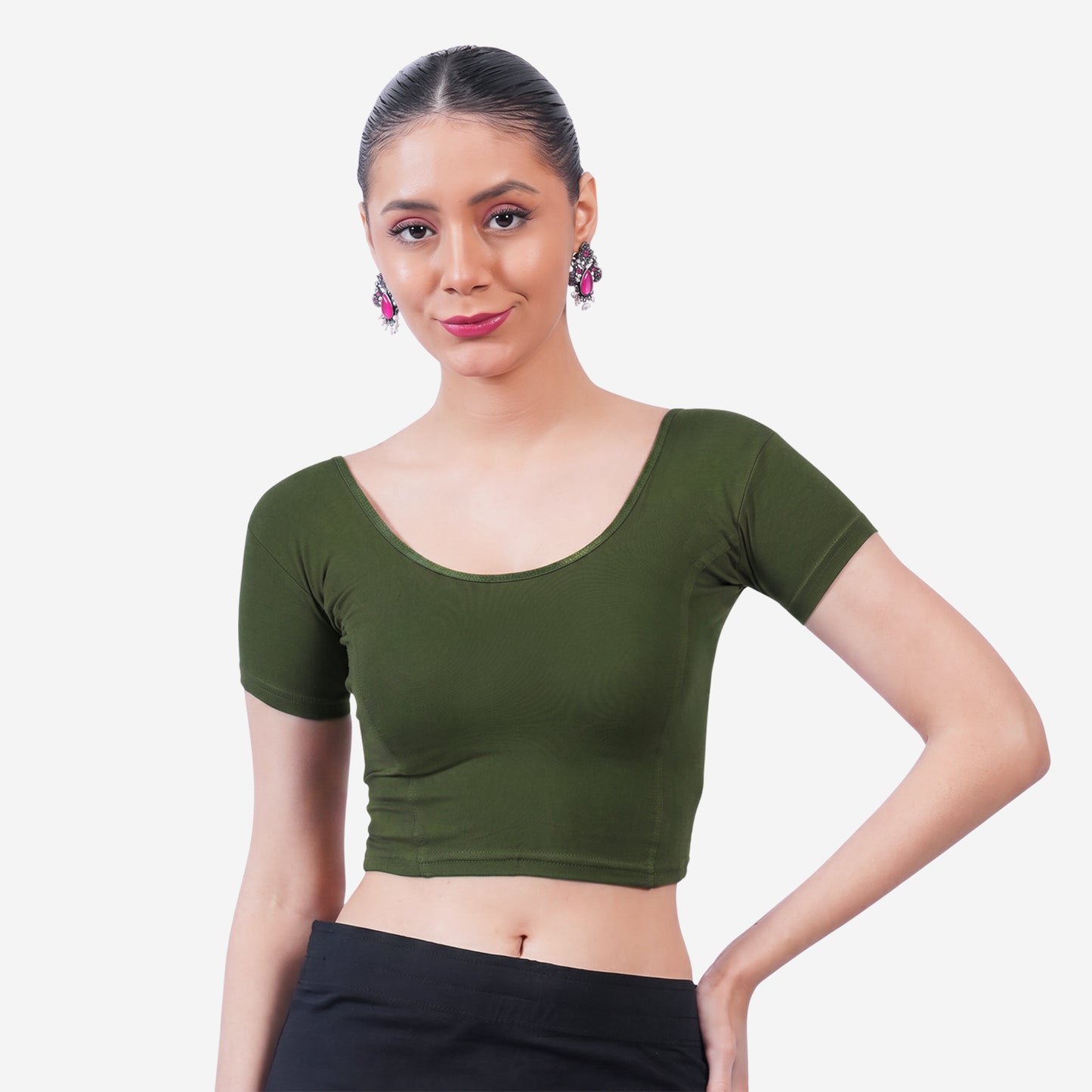 Vami Women's Cotton Stretchable Readymade Blouses - Perry Green