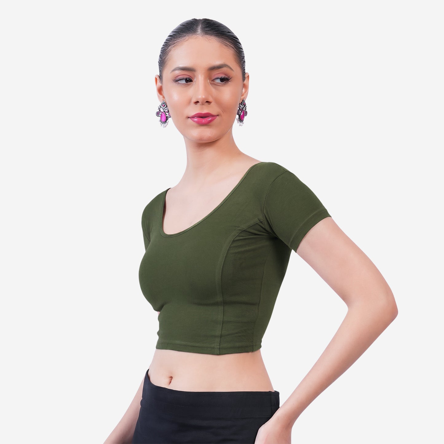 Vami Women's Cotton Stretchable Readymade Blouses - Perry Green