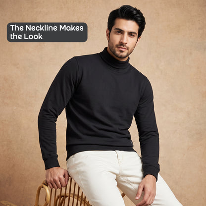Men's Winter Turtleneck Sweatshirt | Polyester Cotton Blend | Extra Soft | Mens winter Wear|  Lightweight & Warm Full Sleeve High Neck Pullover for Men.