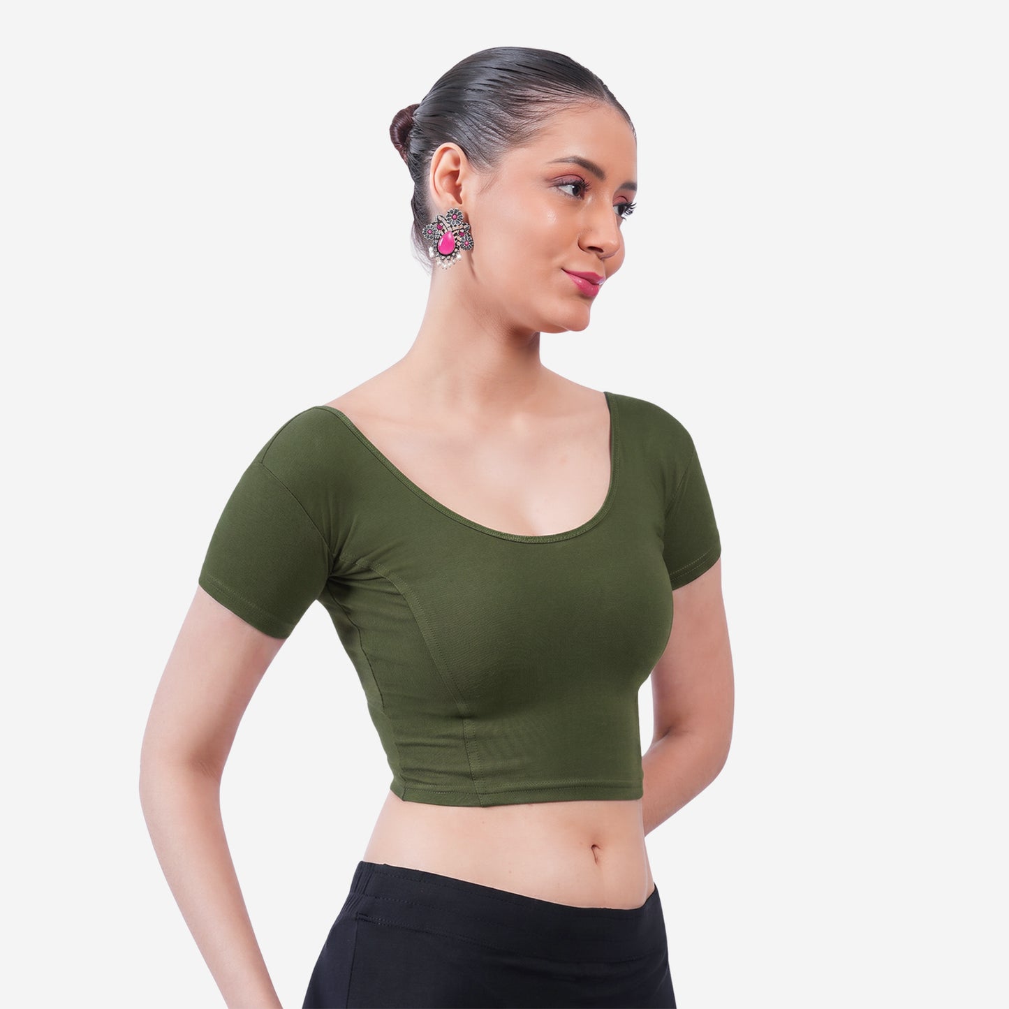 Vami Women's Cotton Stretchable Readymade Blouses - Perry Green