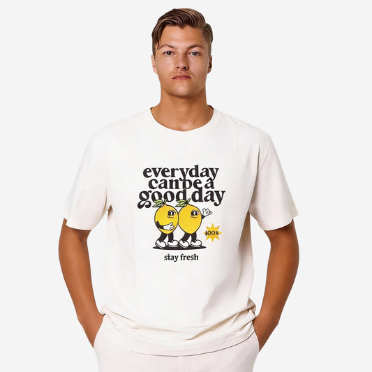 Men’s Printed Round‑Neck T‑Shirt (Off White)