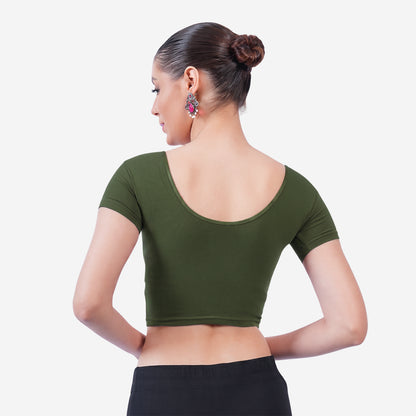 Vami Women's Cotton Stretchable Readymade Blouses - Perry Green