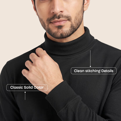 Men's Winter Turtleneck Sweatshirt | Polyester Cotton Blend | Extra Soft | Mens winter Wear|  Lightweight & Warm Full Sleeve High Neck Pullover for Men.
