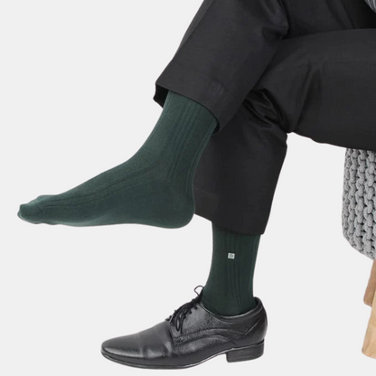Men's Cosmic Ribbed Formal Socks - Bottle Green